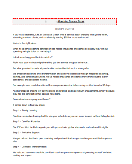 Marketing Copy — Landing Page Campaign Scripts — page 1